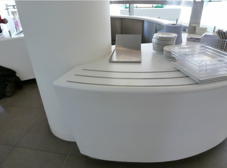 Pincent Masons – London  Glacier white corian thermoformed and fabricated to look like a solid white shape